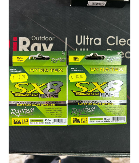 Rapture Dya Tex SX8 Chartreuse braid 150 mt